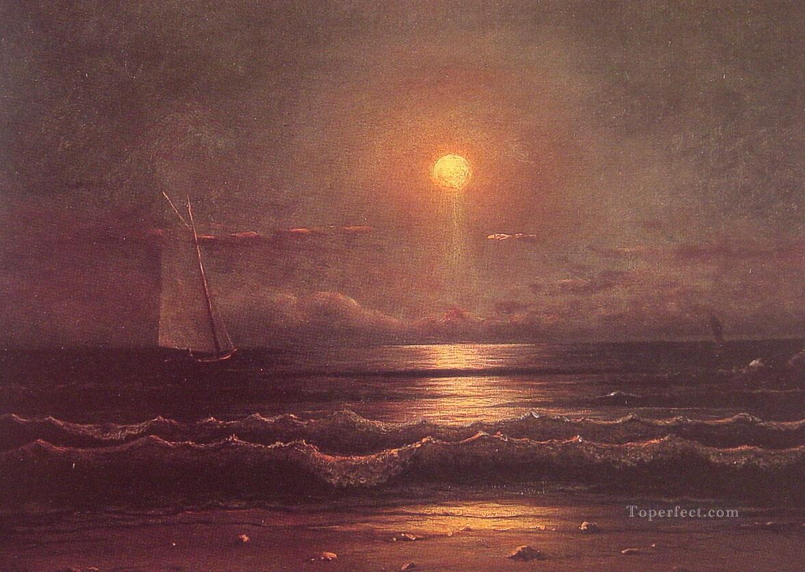 Martin Johnson Heade Sailing by Moonlight seascape Oil Paintings
